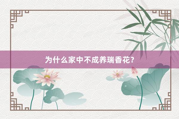 为什么家中不成养瑞香花？